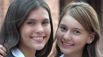Fototapeta premium Happy Teen Girls Smiling