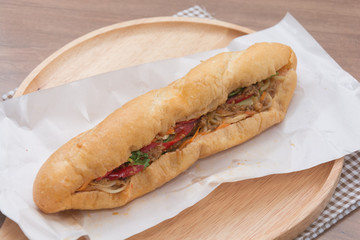 bread vietnamese with vegetable and meat or baguette bread