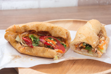 bread vietnamese with vegetable and meat or baguette bread