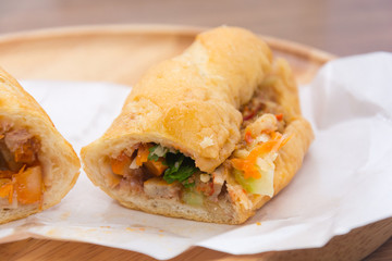 bread vietnamese with vegetable and meat or baguette bread