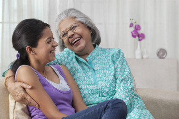 Portrait of a grandmother and granddaughter