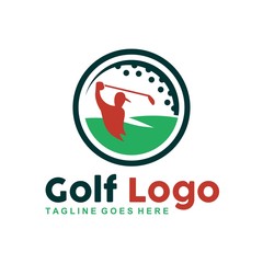 Unique golf logo with minimalist shapes and colors