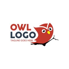 Unique owl logo with minimalist shapes and colors