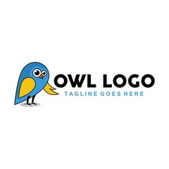 Unique owl logo with minimalist shapes and colors