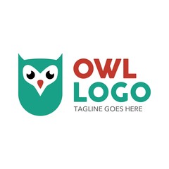 Unique owl logo with minimalist shapes and colors