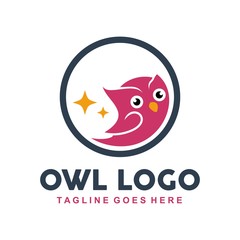 Unique owl logo with minimalist shapes and colors