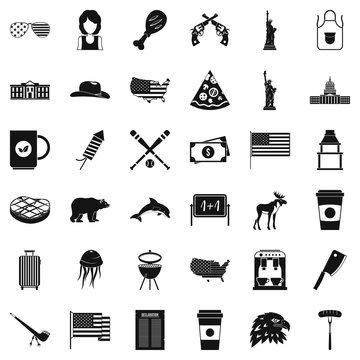 America icons set, simple style