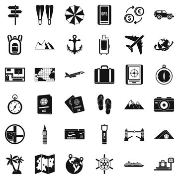 Good travel icons set, simple style