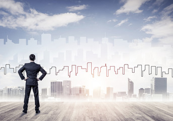 Motivation and inspiration concept with modern cityscape and bus