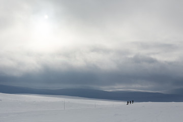 Naklejka na ściany i meble Backcountry atmospheric frozen remote country in winter