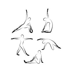 Set of abstract yoga poses