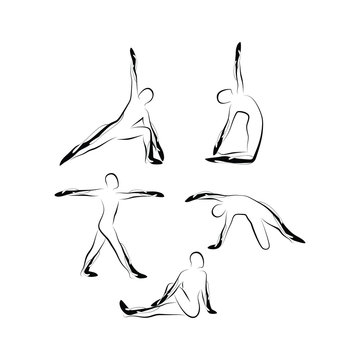 Set of abstract yoga poses