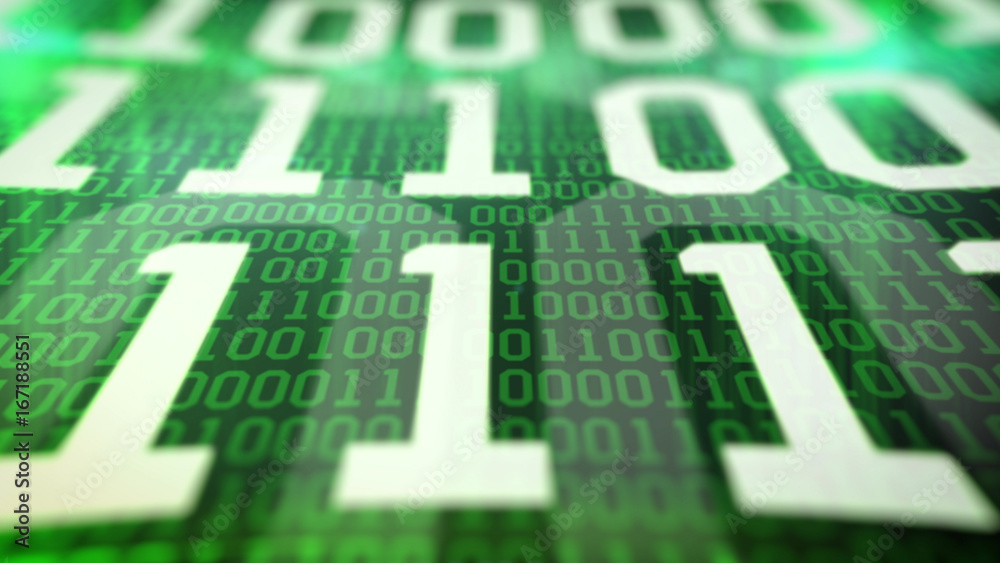 Poster closeup of binary code.