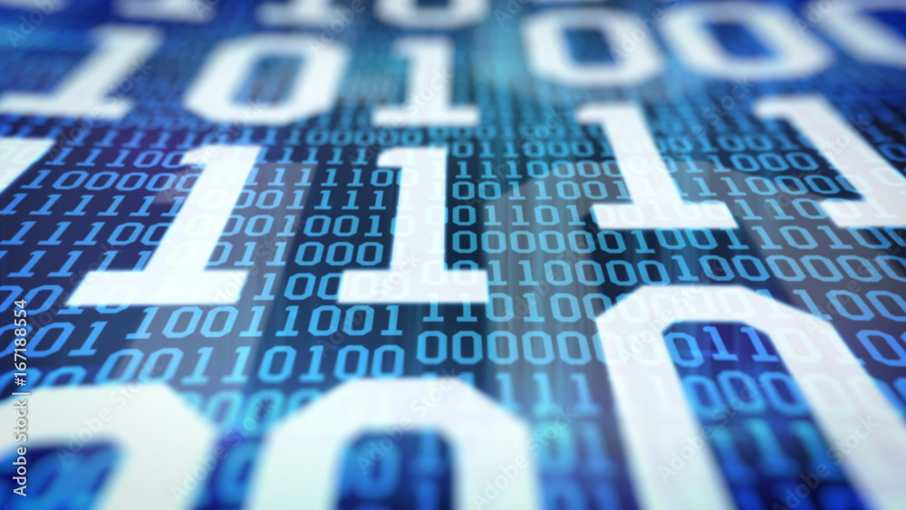 Poster closeup of binary code.