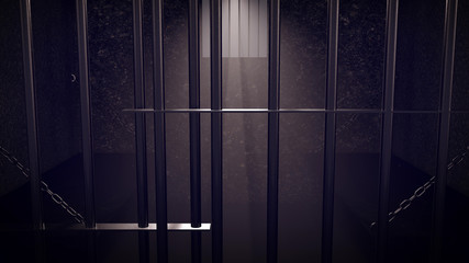 3D Render of locked prison cell for two persons.