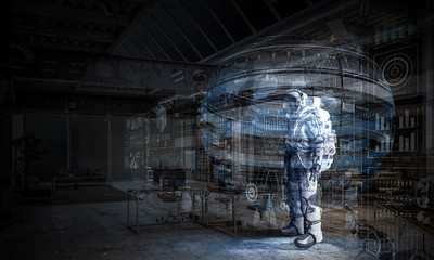 Space suit design. Mixed media