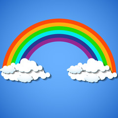 Abstract colorful rainbow with clouds. Vector illustration. Eps 10