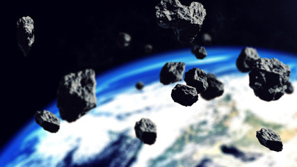 Fototapeta na wymiar Belt asteroids in space