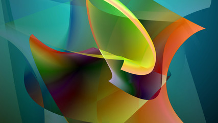 Abstract colorful shapes swirl and light background.