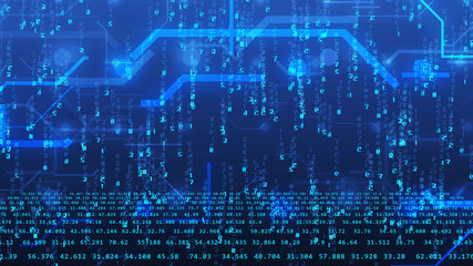 Abstract cyberspace with blue digits and graphic lines