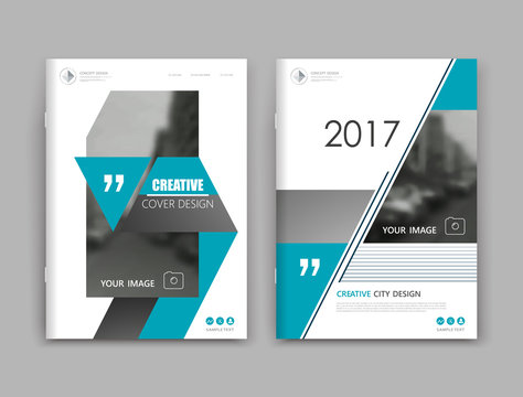 Design for business brochure cover, info banner frame, title sheet model set, techno flyer mockup or ad text font. Modern vector front page art board with urban city street texture. Blue figure icon