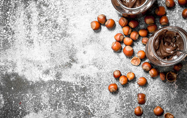 Chocolate butter with hazelnuts.