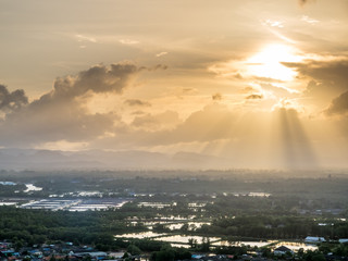 Evening sunlight in Chumphon, Thailand