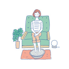 足湯をする女性