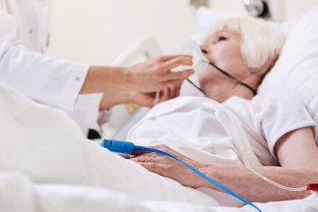 Capable neat doctor checking the equipment