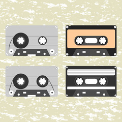 Naklejka premium Collection of vector retro audio cassettes