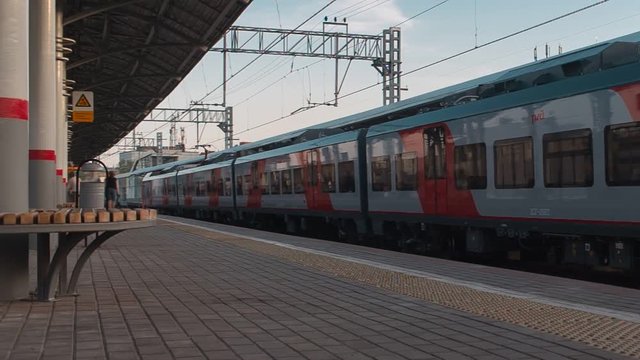 Electric train arriving