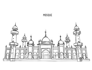 Muslim mosque , hand draw sketch vector.