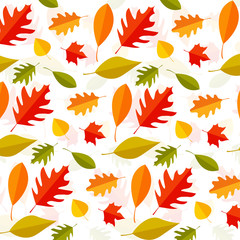 Autumn leaves background. textured seamless pattern with fall leaf. Vector illustration
