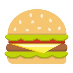 Hamburger flat icon, food and drink, fast food sign vector graphics, a colorful solid pattern on a white background, eps 10.