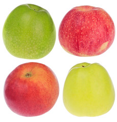 four apples isolated on white