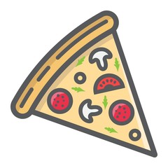 Pizza slice filled outline icon, food and drink, fast food sign vector graphics, a colorful line pattern on a white background, eps 10.