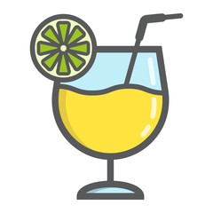 Сocktail filled outline icon, food and drink, alcohol sign vector graphics, a colorful line pattern on a white background, eps 10.