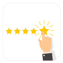 Voting hand - rating stars, service feedback concept