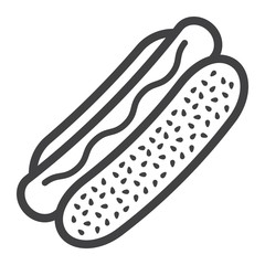 Hot Dog line icon, food and drink, fast food sign vector graphics, a linear pattern on a white background, eps 10.