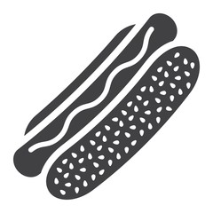 Hot Dog glyph icon, food and drink, fast food sign vector graphics, a solid pattern on a white background, eps 10.