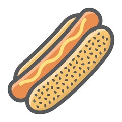 Hot Dog filled outline icon, food and drink, fast food sign vector graphics, a colorful line pattern on a white background, eps 10.