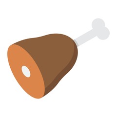 Leg of ham flat icon, food and drink, meat sign vector graphics, a colorful solid pattern on a white background, eps 10.