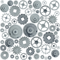 background from steel gears isolated on white