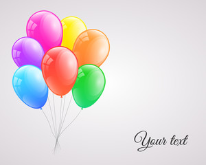 Joyful template with shiny bunch of balloons. Vector.