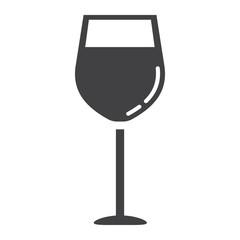 Wine glass glyph icon, food and drink, alcohol sign vector graphics, a solid pattern on a white background, eps 10.