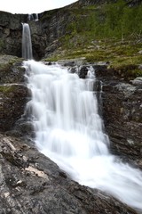 Fototapeta na wymiar Waterfall in Lapland, Malla National Reserve