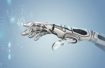 Robotic arm manipulating digital interface