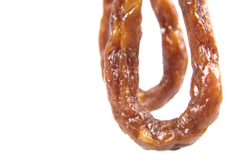 Smoked sausage isolated on white background