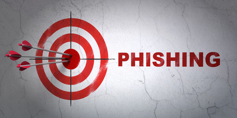 Safety concept: target and Phishing on wall background © Maksim Kabakou