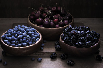 Assorted berries in bowls